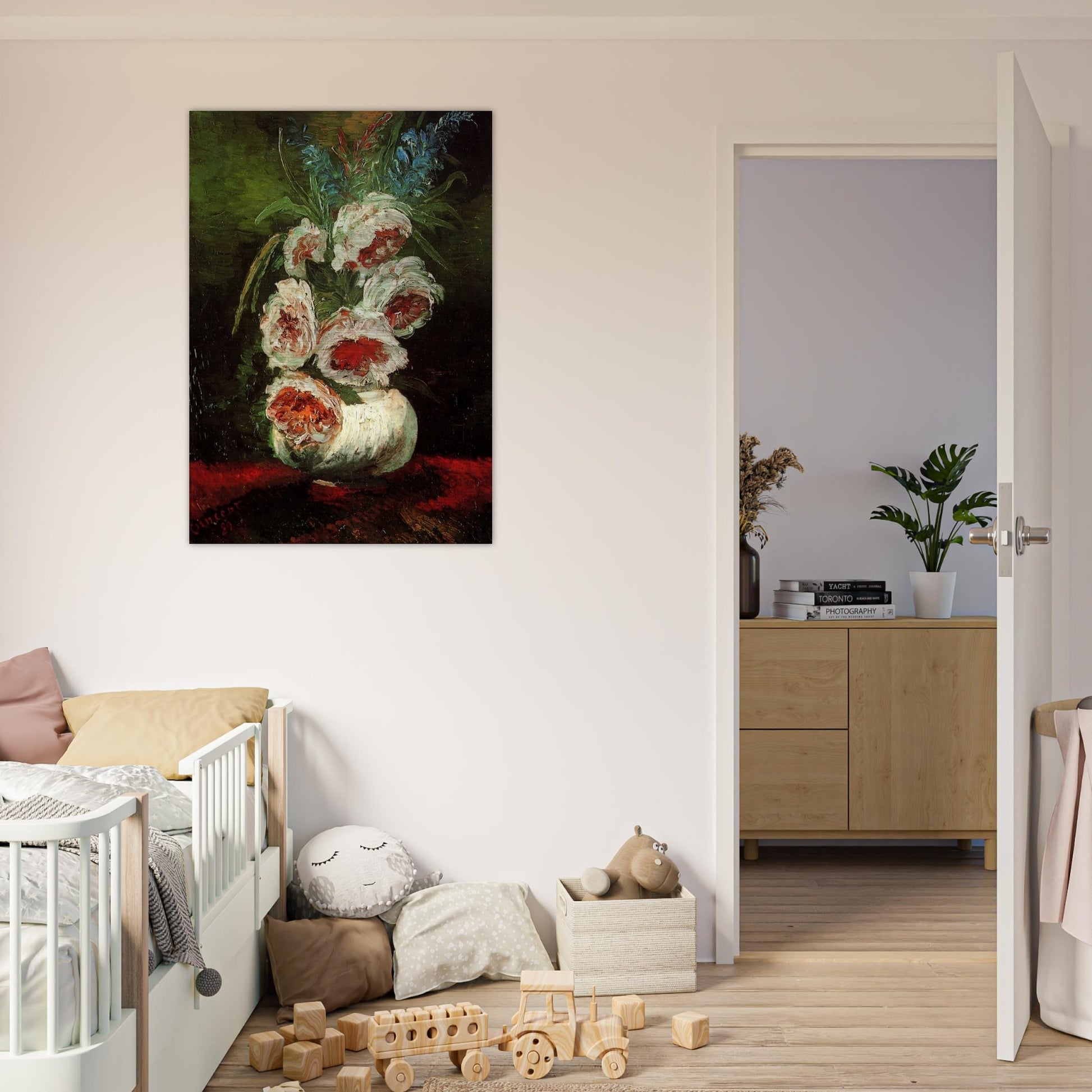 Vase with Peonies - Vincent van Gogh Brushed Aluminum Print - 70x100 cm / 28x40 inches | Vincent van Gogh Aluminum Print | Vincent van Gogh Prints