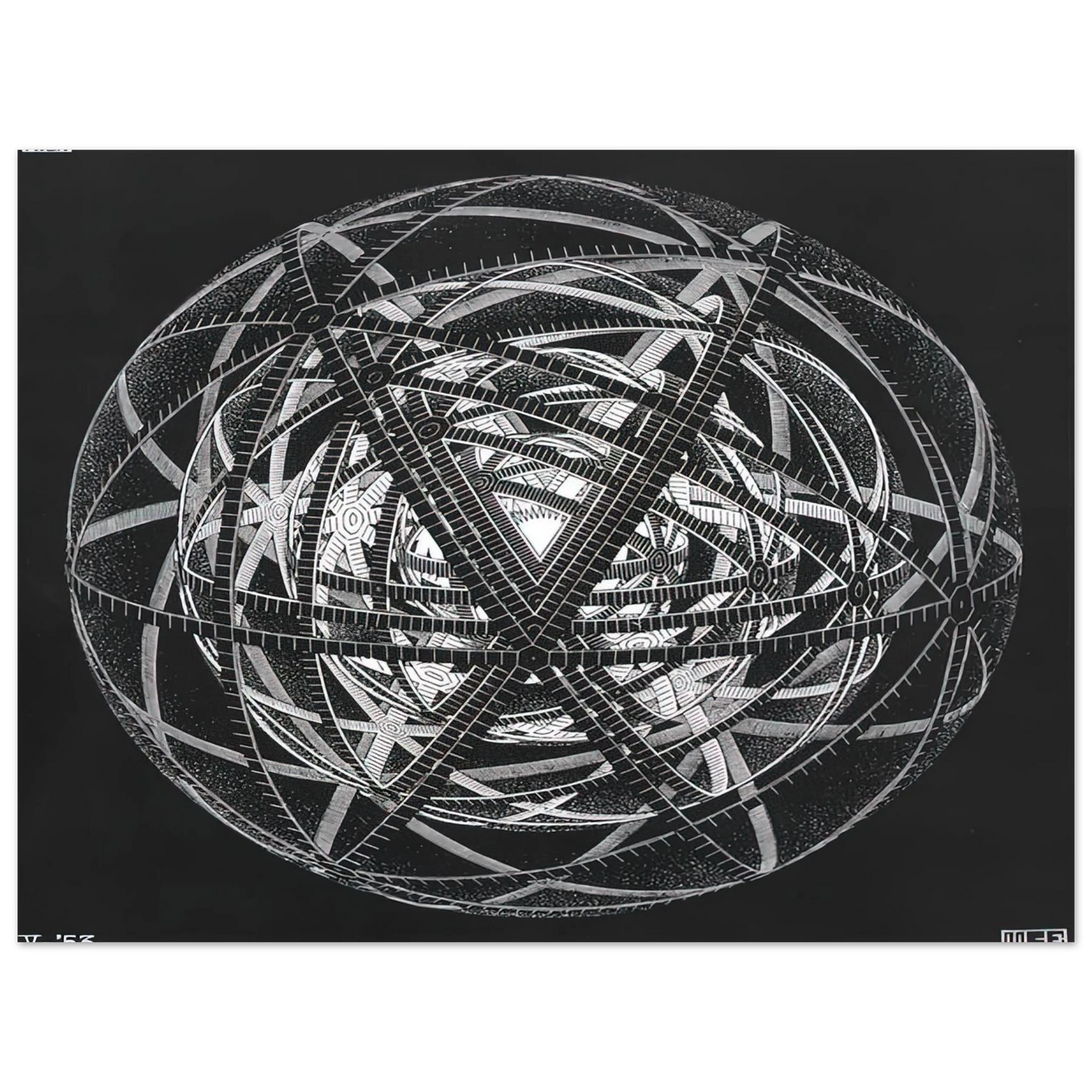 MC Escher - CONCENTRIC RINDS Wall Art - 21x29.7 cm / 8x12" - Fine Art Poster - -
