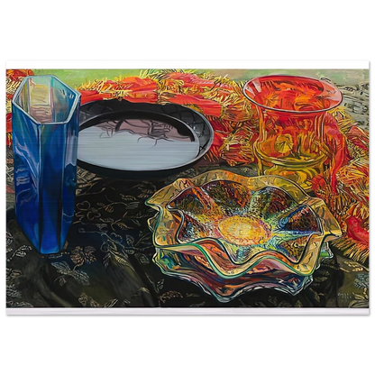 BLACK BOWL RED SCARF 2007 - Janet Fish Brushed Aluminum Print - 70x100 cm / 28x40 inches | Janet Fish Aluminum Print | Janet Fish Prints