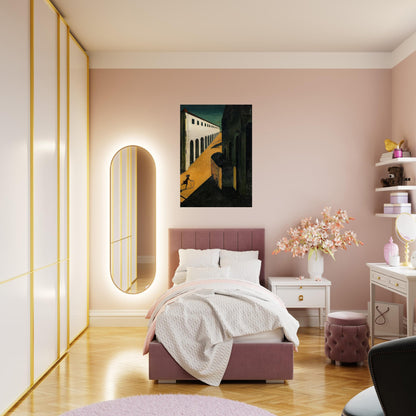 MYSTERY AND MELANCHOLY OF A STREET 1914 - Giorgio de Chirico Brushed Aluminum Print - 70x100 cm / 28x40 inches | Giorgio de Chirico Aluminum Print | Giorgio de Chirico Prints