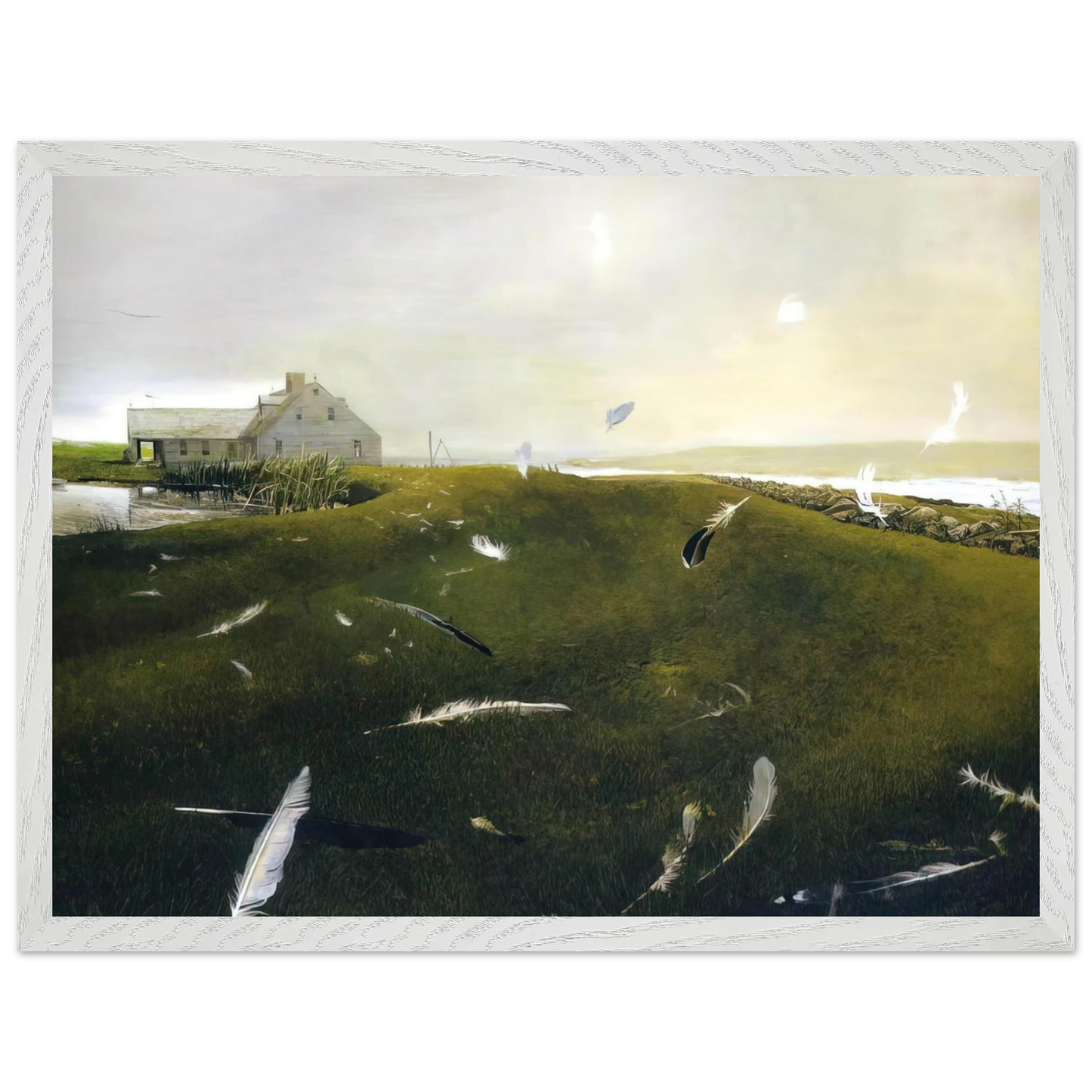 Andrew Wyeth - AIRBORNE Wall Art - 30x40 cm / 12x16 inches - Premium Wooden Framed Poster With Fine Art Paper-canvas - White frame