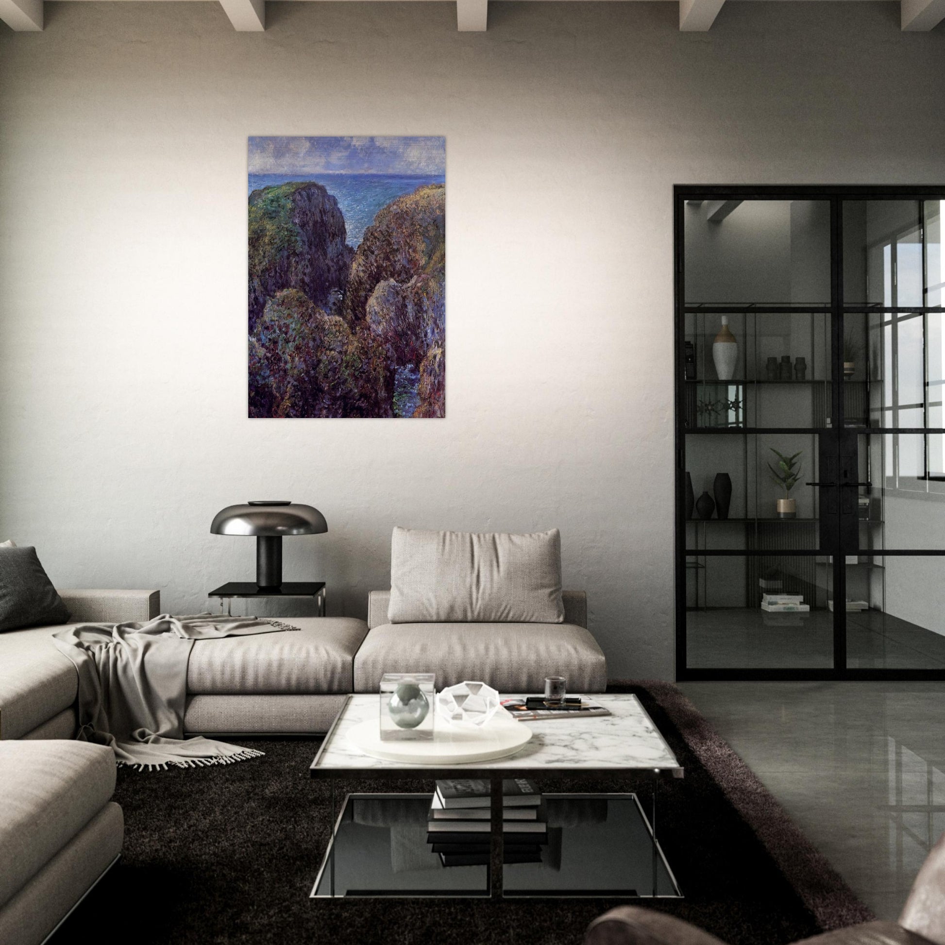 Group of Rocks at Port-Goulphar - claude monet Brushed Aluminum Print - 70x100 cm / 28x40 inches | claude monet Aluminum Print | claude monet Prints
