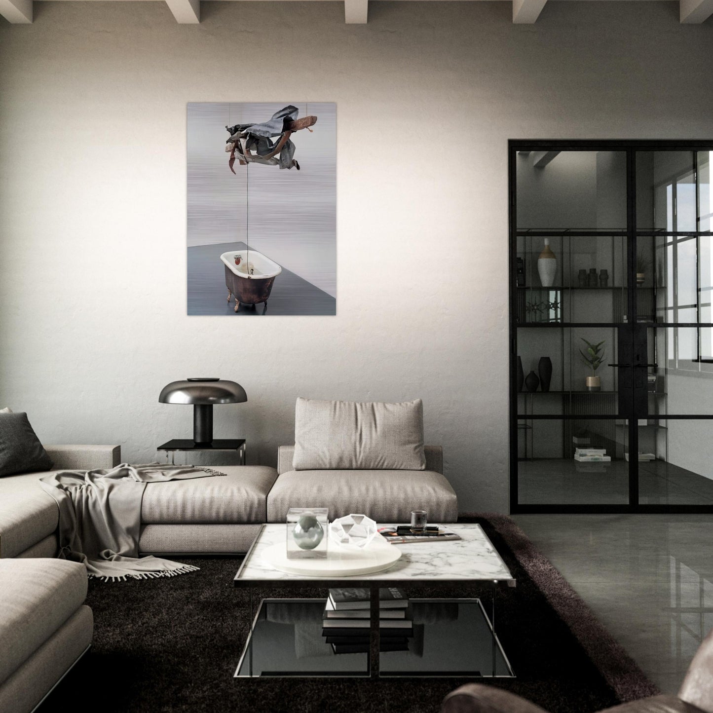 SOR AQUA VENETIAN 1973 - Robert Rauschenberg Brushed Aluminum Print - 70x100 cm / 28x40 inches | Robert Rauschenberg Aluminum Print | Robert Rauschenberg Prints