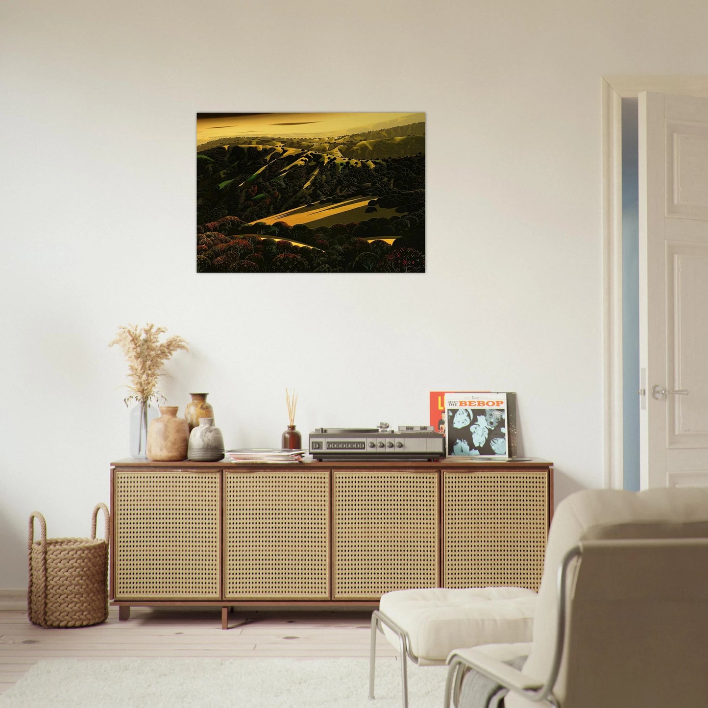 Santa Cruz Mountains - Eyvind Earle Brushed Aluminum Print - 70x100 cm / 28x40 inches | Eyvind Earle Aluminum Print | Eyvind Earle Prints
