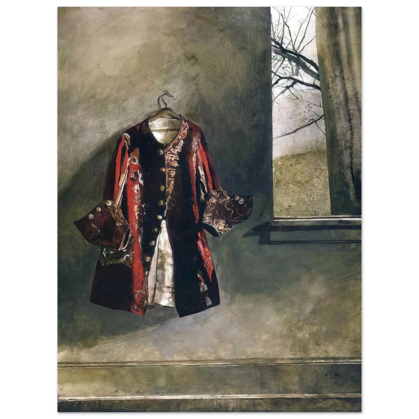 Andrew Wyeth - CURTAIN CALL Wall Art - 30x40 cm / 12x16 inches - Premium Wooden Framed Poster With Fine Art Paper-canvas - White frame