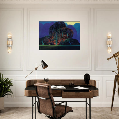 Softening Shades of Twilight - Eyvind Earle Brushed Aluminum Print - 70x100 cm / 28x40 inches | Eyvind Earle Aluminum Print | Eyvind Earle Prints