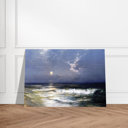 Moonlit Seascape - Thomas Moran Brushed Aluminum Print - 70x100 cm / 28x40 inches | Thomas Moran Aluminum Print | Thomas Moran Prints