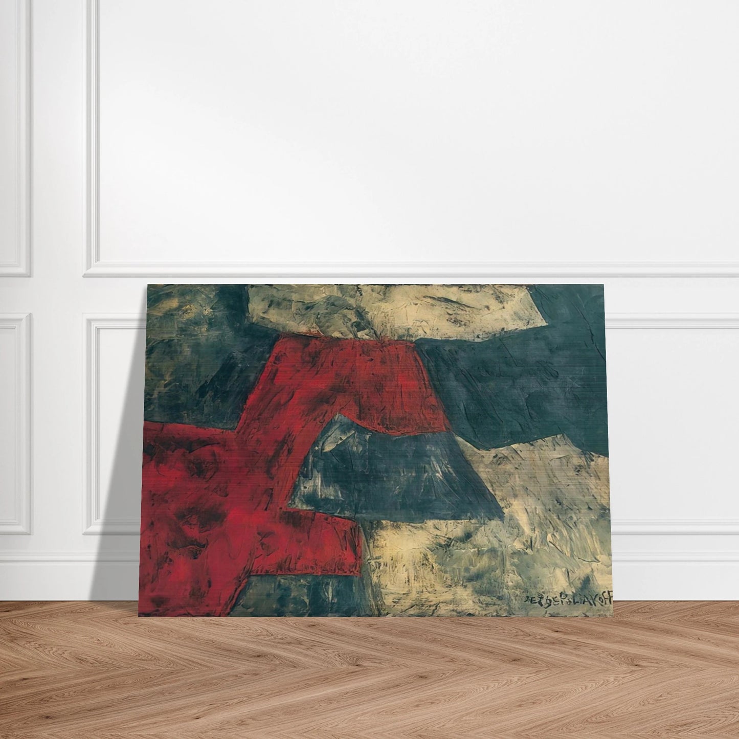 Composition - 1958 - Serge Poliakoff Brushed Aluminum Print - 70x100 cm / 28x40 inches | Serge Poliakoff Aluminum Print | Serge Poliakoff Prints