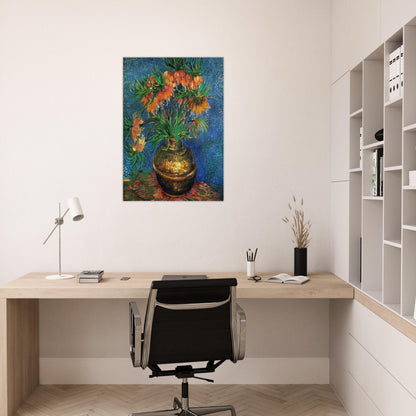 Fritillaries in a Copper Vase - Vincent van Gogh Brushed Aluminum Print - 70x100 cm / 28x40 inches | Vincent van Gogh Aluminum Print | Vincent van Gogh Prints