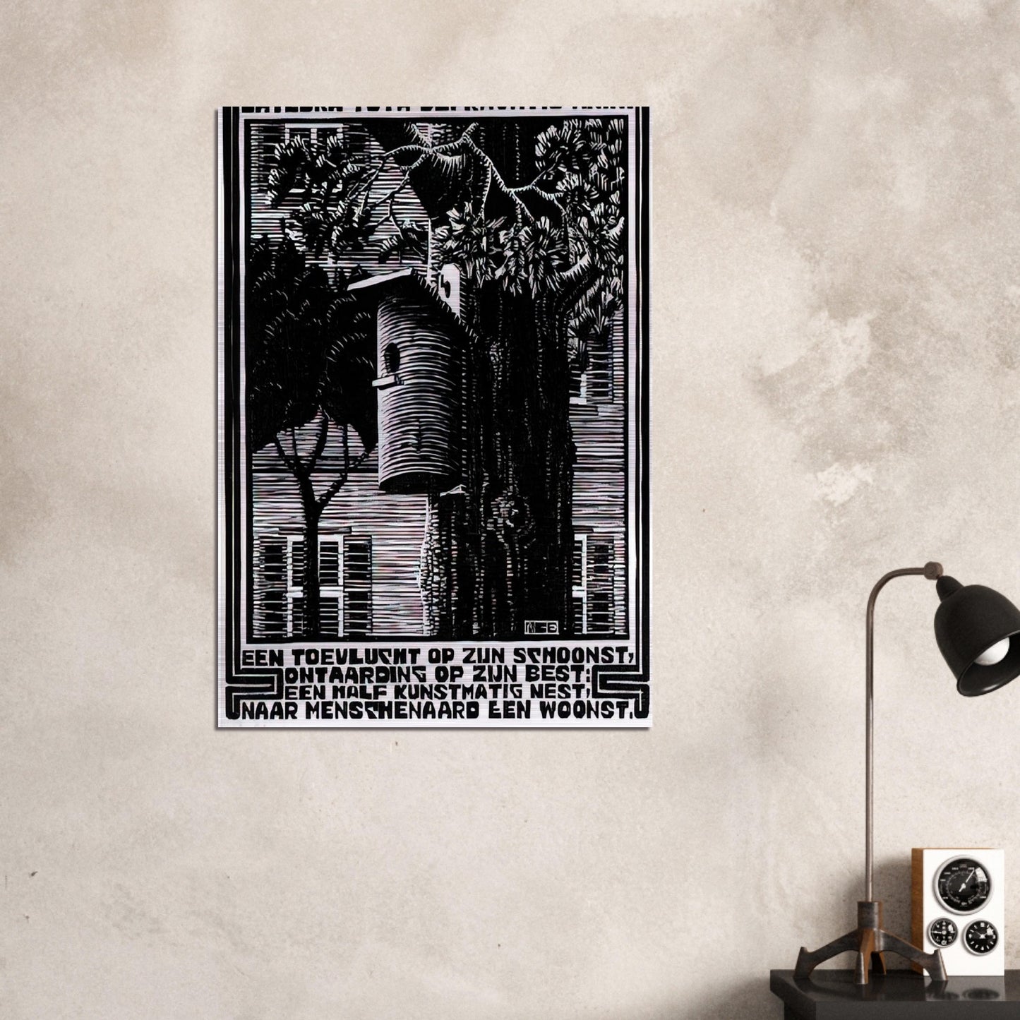 EMBLEMATA RETREAT - MC Escher Brushed Aluminum Print - 70x100 cm / 28x40 inches | MC Escher Aluminum Print | MC Escher Prints