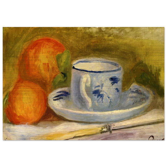 Cup and Oranges - Pierre-Auguste Renoir Brushed Aluminum Print - 70x100 cm / 28x40 inches | Pierre-Auguste Renoir Aluminum Print | Pierre-Auguste Renoir Prints