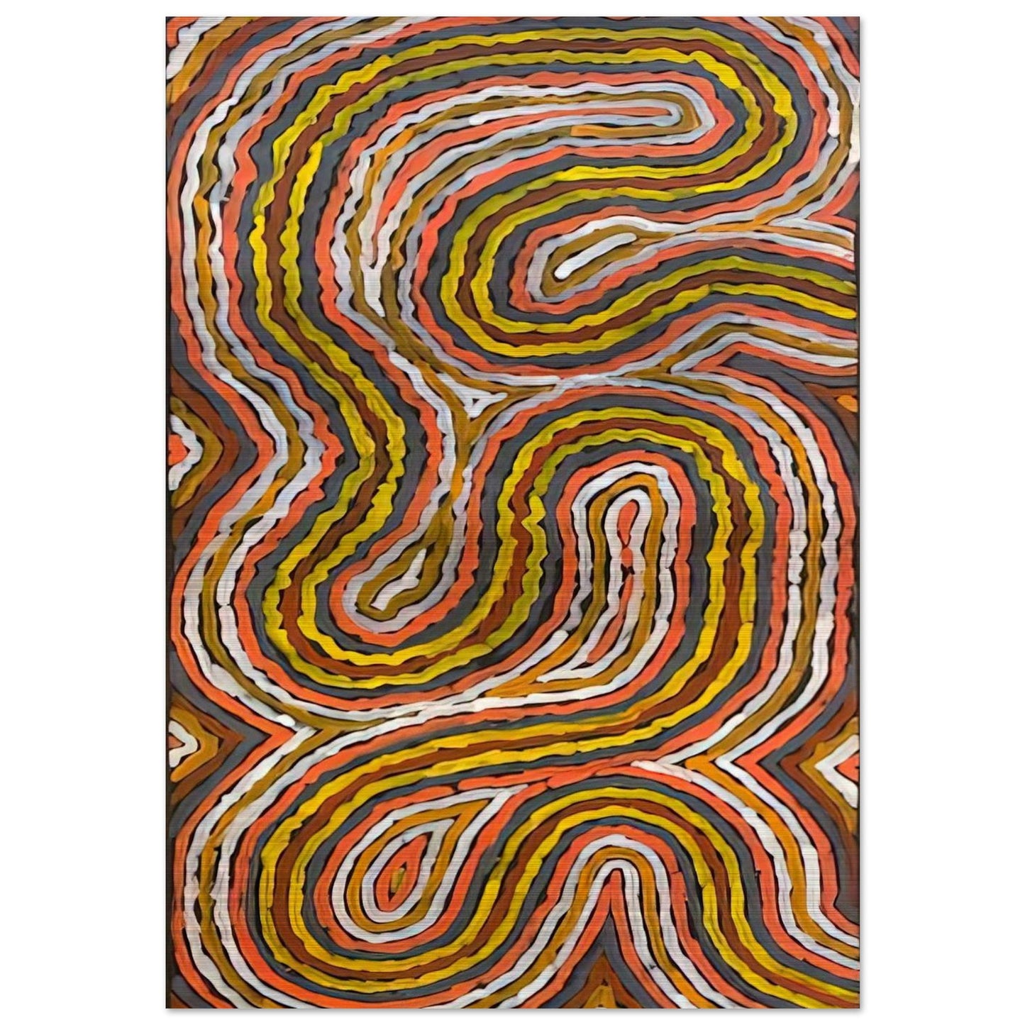 Worm Dreaming Napperby - 1996 - Clifford Possum Tjapaltjarri Brushed Aluminum Print - 70x100 cm / 28x40 inches | Clifford Possum Tjapaltjarri Aluminum Print | Clifford Possum Tjapaltjarri Prints