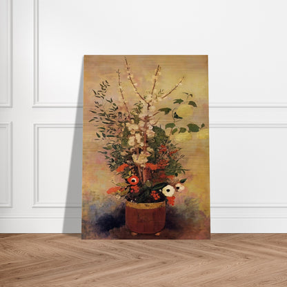 VASE OF FLOWERS WITH BRANCHES OF A FLOWERING APPLE TREE - Odilon Redon Brushed Aluminum Print - 70x100 cm / 28x40 inches | Odilon Redon Aluminum Print | Odilon Redon Prints