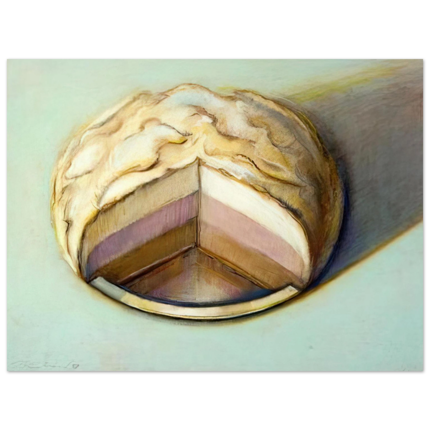 Wayne Thiebaud - Neapolitan Meringue - 1999 Wall Art - 30x40 cm / 12x16 inches - Premium Wooden Framed Poster With Fine Art Paper - Black frame
