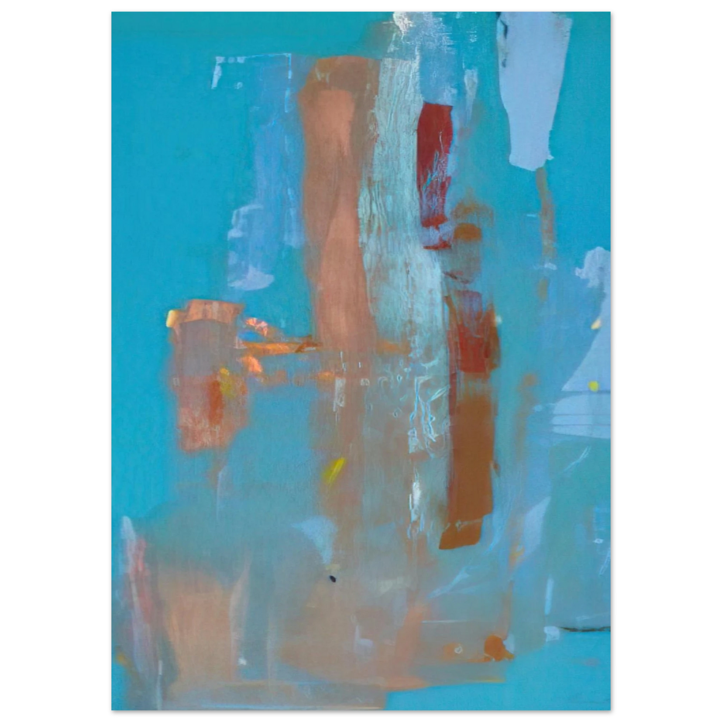 Helen Frankenthaler - In on Blue - 1976 Wall art - 13x18 cm / 5x7 inches - Premium Wooden Framed Poster With Fine Art Paper-canvas - White frame