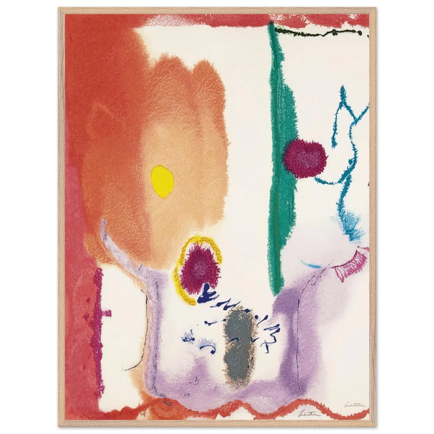 Helen Frankenthaler - Beginnings - 2002 Wall art - 45x60 cm / 18x24 inches - Premium Wooden Framed Poster With Fine Art Paper - Black frame