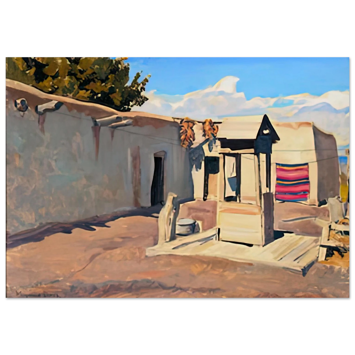 Maynard Dixon - OLD PATIO 1931 Wall art - 13x18 cm / 5x7 inches - Premium Wooden Framed Poster With Fine Art Paper-canvas - Wood frame
