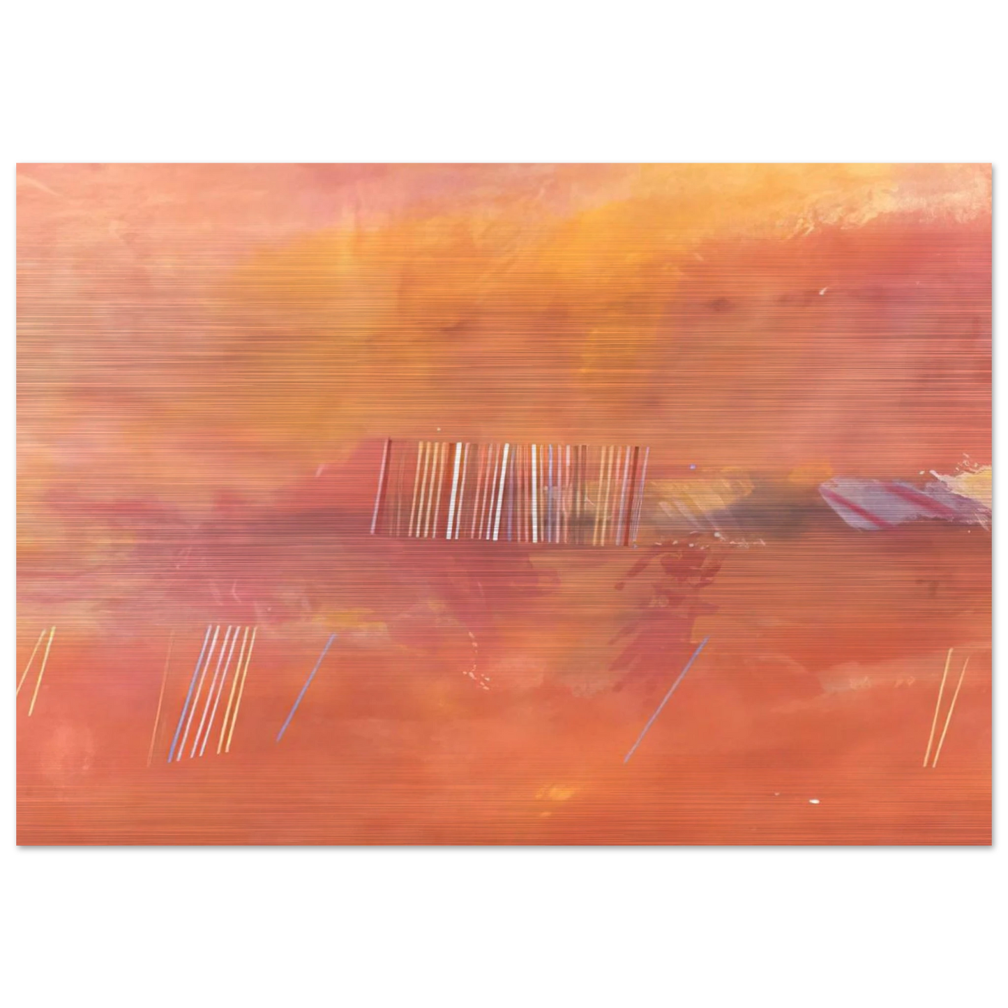Orange Line Painting - 1969 - Ronnie Landfield Brushed Aluminum Print - 70x100 cm / 28x40 inches | Ronnie Landfield Aluminum Print | Ronnie Landfield Prints