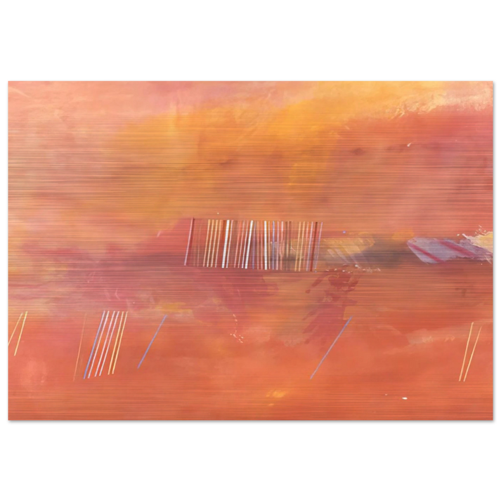 Orange Line Painting - 1969 - Ronnie Landfield Brushed Aluminum Print - 70x100 cm / 28x40 inches | Ronnie Landfield Aluminum Print | Ronnie Landfield Prints