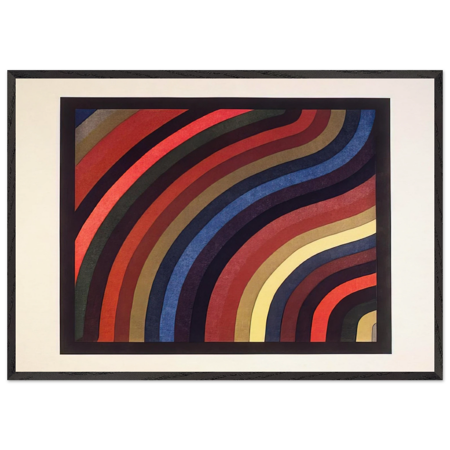 Two Centimeter Wavy Bands in Colors - Sol LeWitt 70x100 cm / 28x40 inches Framed Art Print – Black Wooden Frame