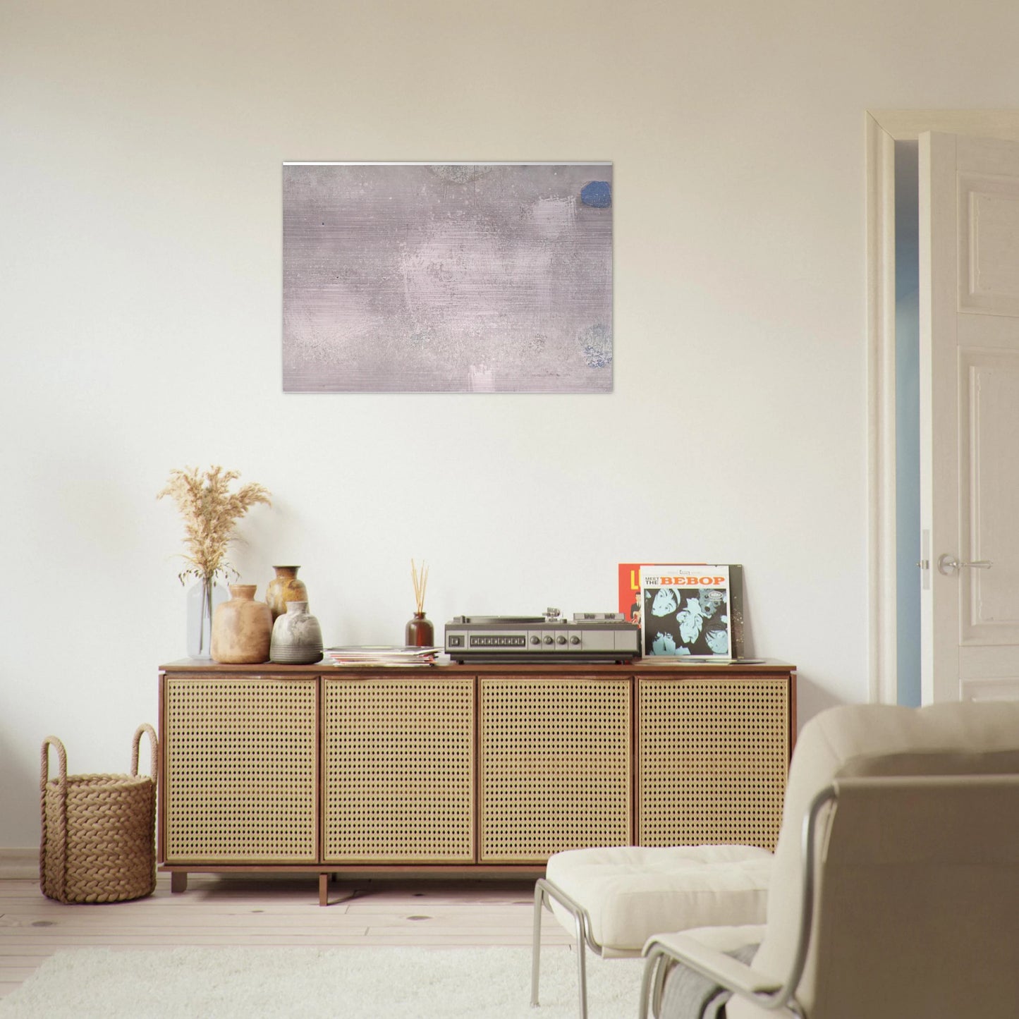 ABSTRACTO EN GRISES Y AZULES 1956 - Luis Feito Brushed Aluminum Print - 70x100 cm / 28x40 inches | Luis Feito Aluminum Print | Luis Feito Prints