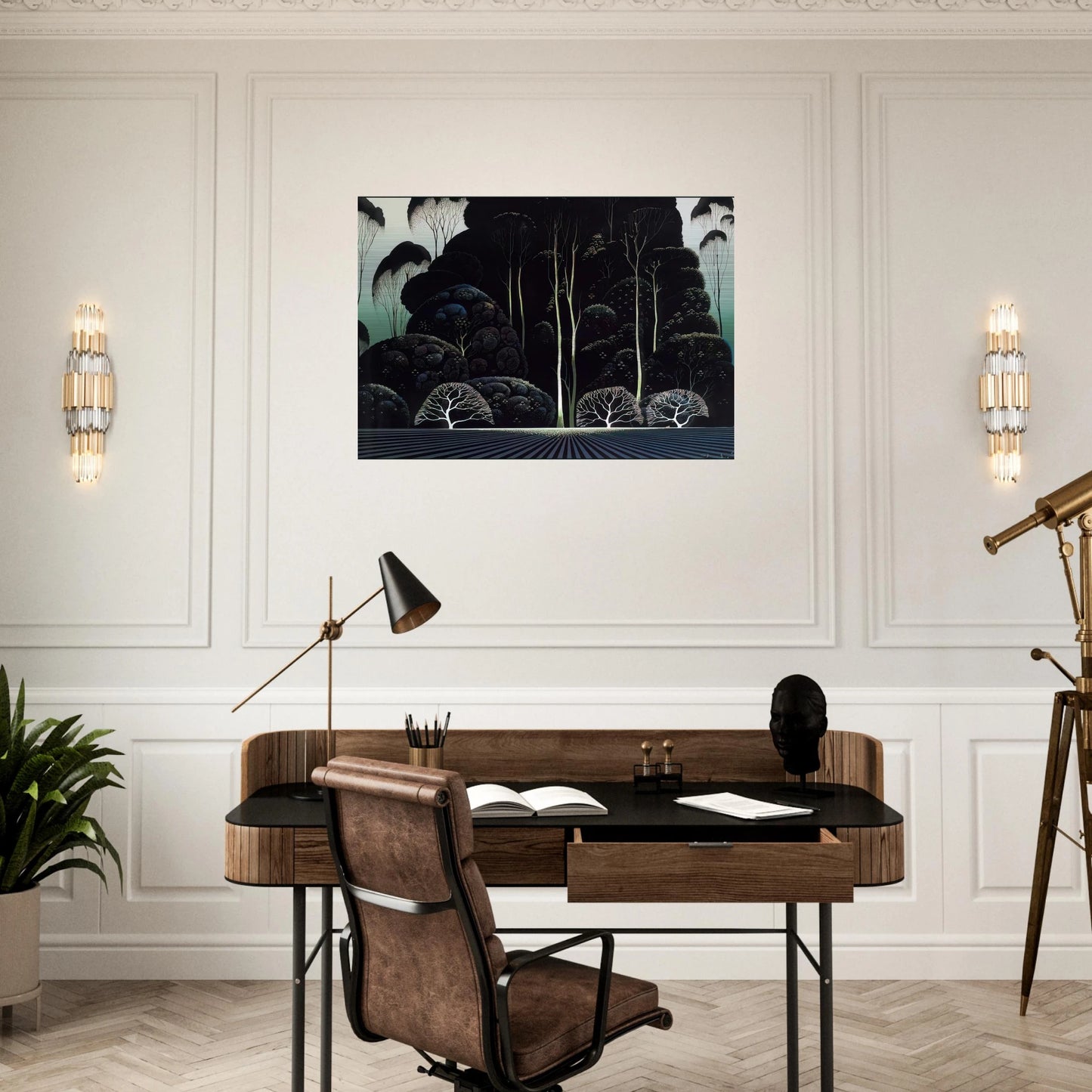 Eucalyptus - Eyvind Earle Brushed Aluminum Print - 70x100 cm / 28x40 inches | Eyvind Earle Aluminum Print | Eyvind Earle Prints
