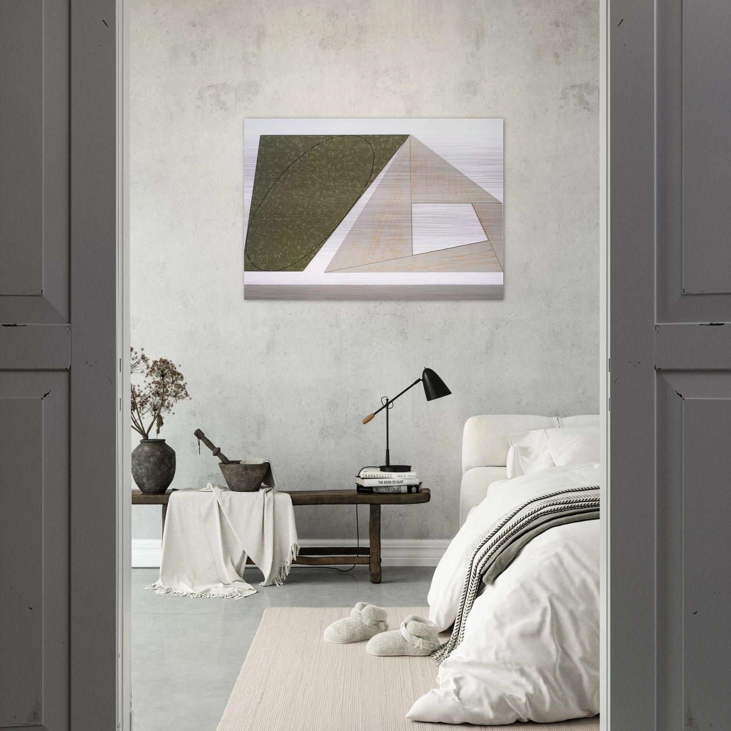 GREEN TILTED ELLIPSE GRAY FRAME 1989 - Robert Mangold Brushed Aluminum Print - 70x100 cm / 28x40 inches | Robert Mangold Aluminum Print | Robert Mangold Prints