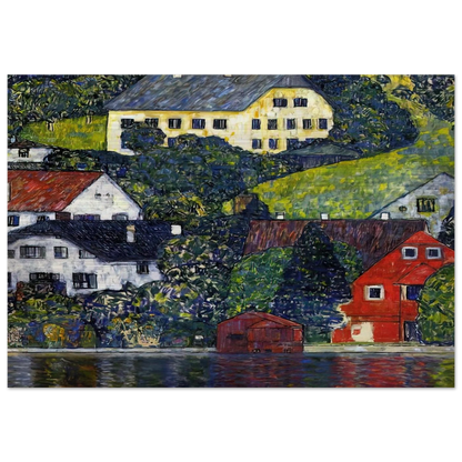 HOUSES AT UNTERACH ON THE ATTERSEE - Gustav Klimt Brushed Aluminum Print - 70x100 cm / 28x40 inches | Gustav Klimt Aluminum Print | Gustav Klimt Prints