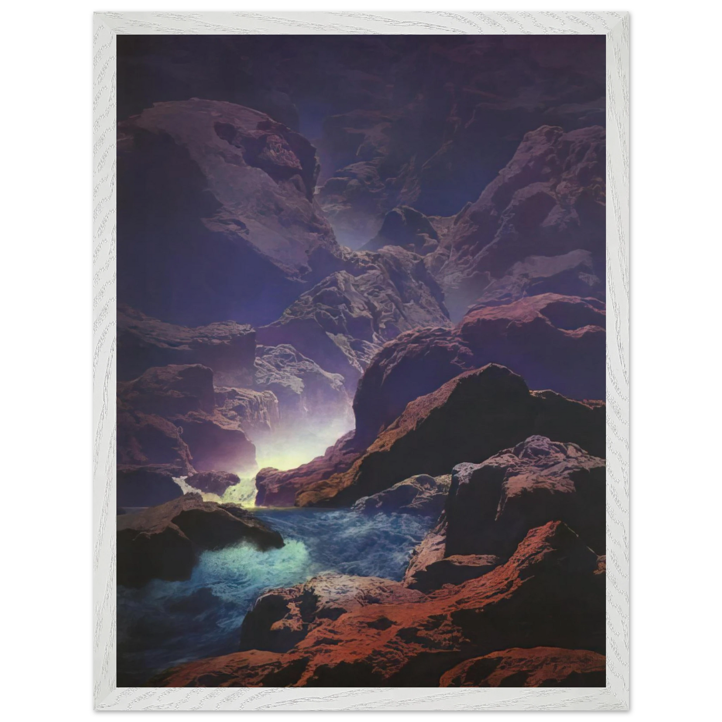 Maxfield Parrish - Moonlight Wall Art - 21x29.7 cm / 8x12" - Premium Wooden Framed Poster With Fine Art Paper-canvas - White frame