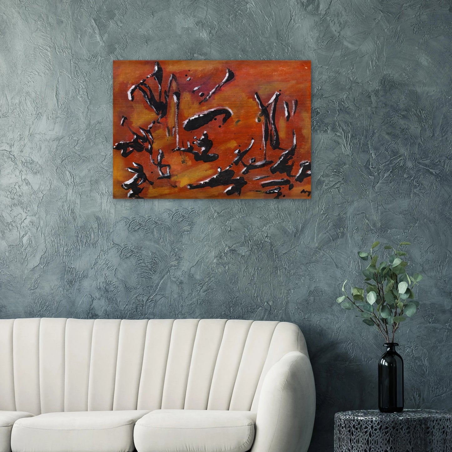 Red Abstract Composition - Art Informel, Surrealism - Henri Michaux Brushed Aluminum Print - 70x100 cm / 28x40 inches | Henri Michaux Aluminum Print | Henri Michaux Prints