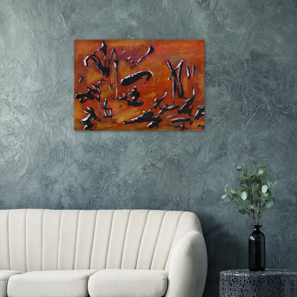 Red Abstract Composition - Art Informel, Surrealism - Henri Michaux Brushed Aluminum Print - 70x100 cm / 28x40 inches | Henri Michaux Aluminum Print | Henri Michaux Prints