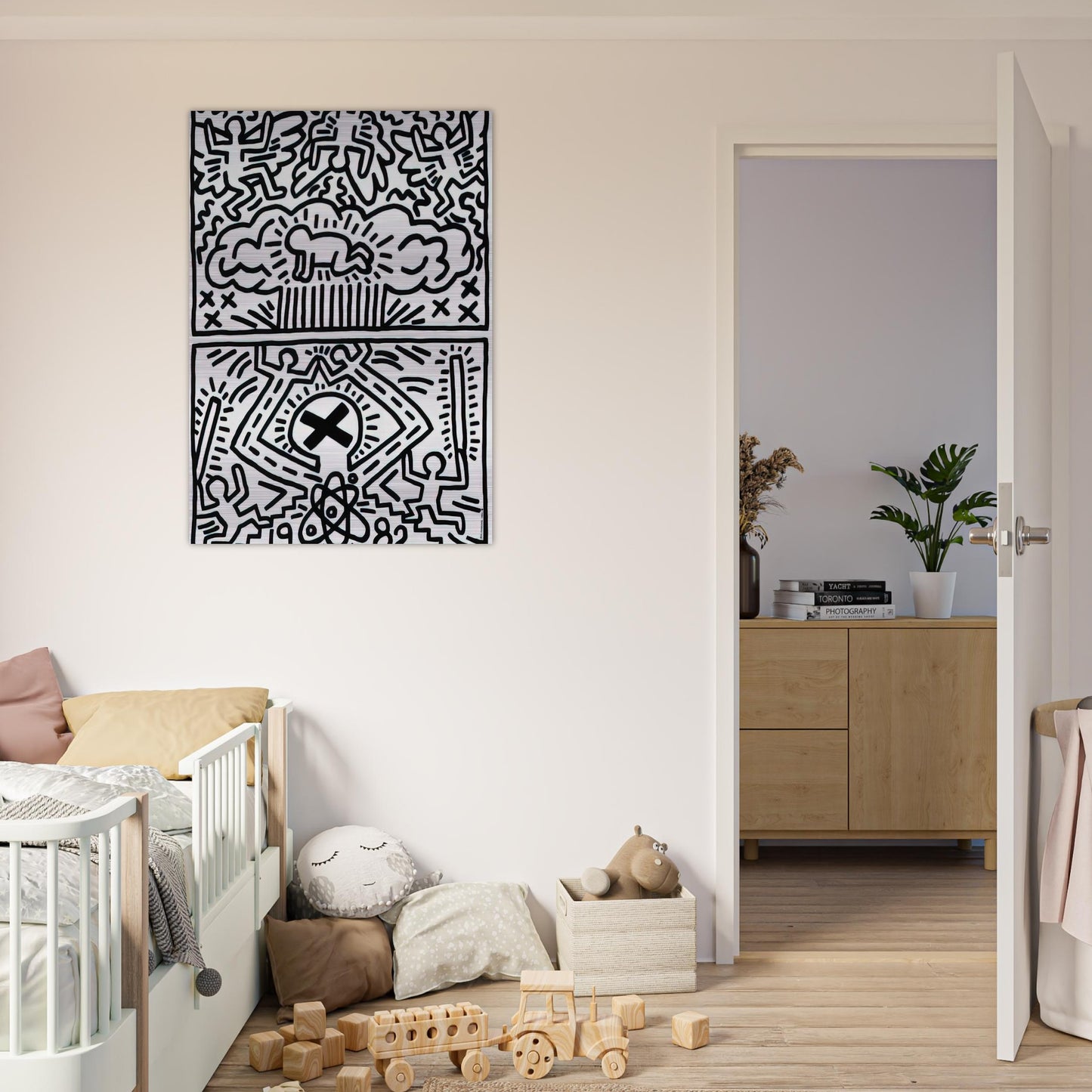 ANTI NUCLEAR RALLY 1982 - Keith Haring Brushed Aluminum Print - 70x100 cm / 28x40 inches | Keith Haring Aluminum Print | Keith Haring Prints