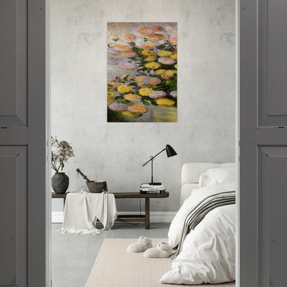 Vase of Dahlias - claude monet Brushed Aluminum Print - 70x100 cm / 28x40 inches | claude monet Aluminum Print | claude monet Prints