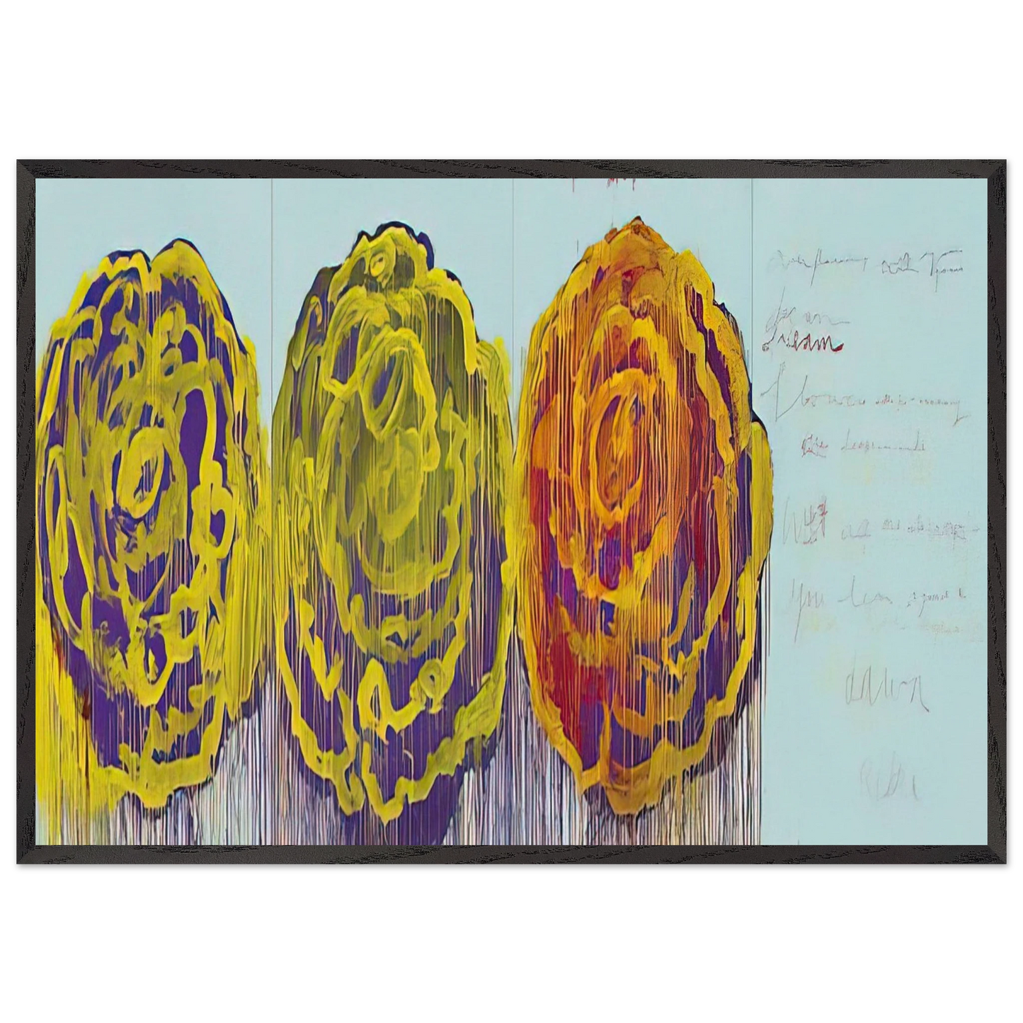 The Rose  III  - Cy Twombly 70x100 cm / 28x40 inches Framed Art Print – Black Wooden Frame