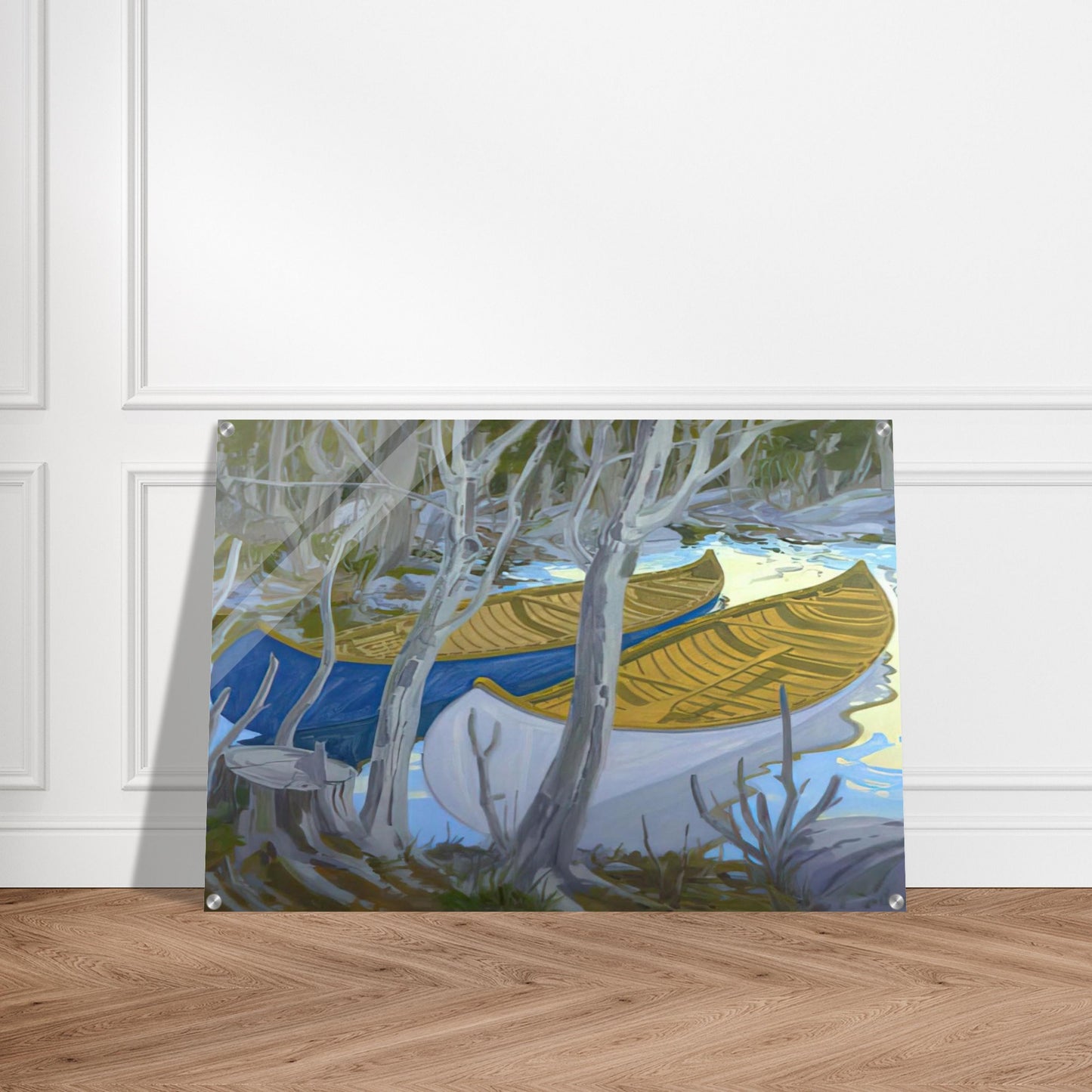 Two Canoes - Contemporary Realism - Neil Welliver Acrylic Print - 70x100 cm / 28x40″ inches