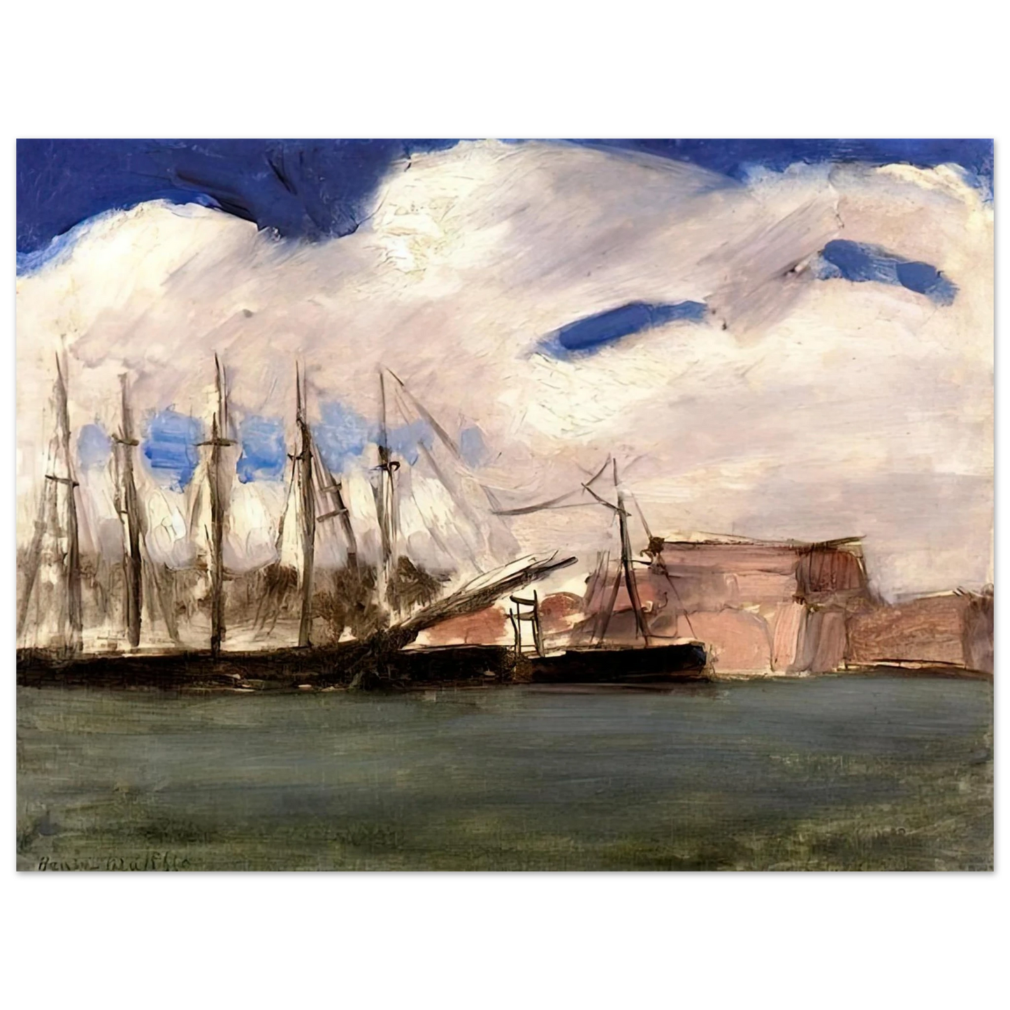 Henri Matisse - WHITE CLOUDS THE OLD PORT OF MARSEILLE 1918  75x100 cm / 30x40inches Fine Art Poster