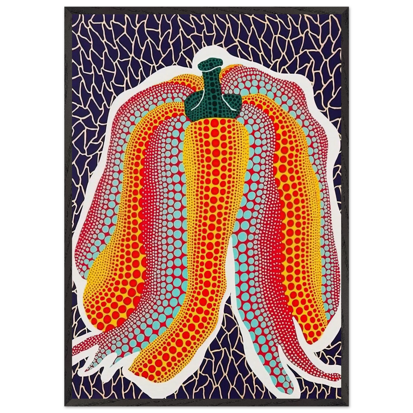 PUMPKIN 1990 - Yayoi Kusama 70x100 cm / 28x40 inches Framed Art Print – Black Wooden Frame