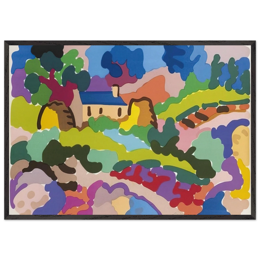 Ferme en Bretagne - Fauvism - Charles Lapicque 70x100 cm / 28x40 inches Framed Art Print – Black Wooden Frame
