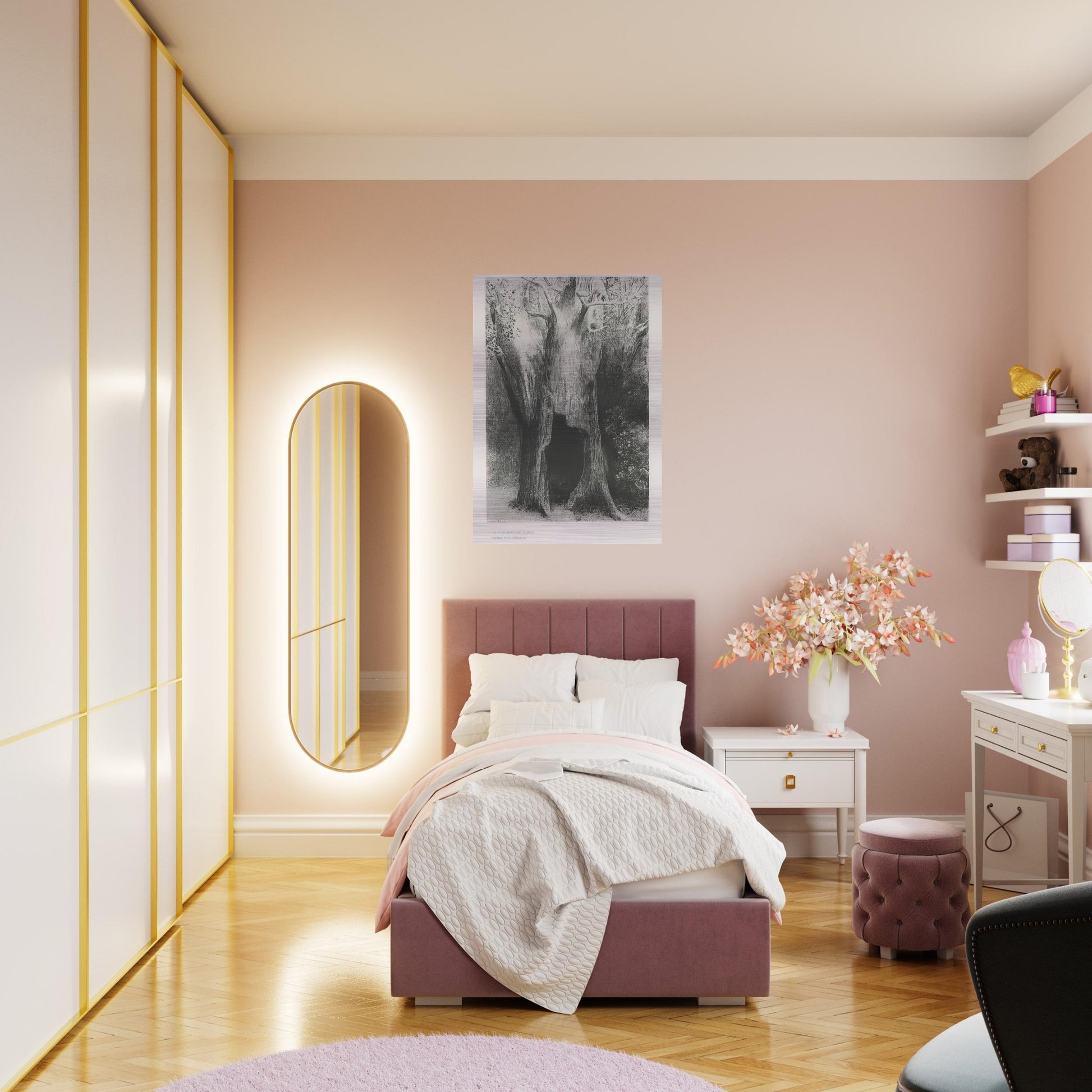 I PLUNGED INTO SOLITUDE I DWELT IN THE TREE BEHIND ME PLATE 9 1896 - Odilon Redon Brushed Aluminum Print - 70x100 cm / 28x40 inches | Odilon Redon Aluminum Print | Odilon Redon Prints