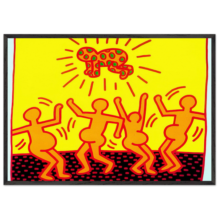UNTITLED 1983 1 N1 - Keith Haring 70x100 cm / 28x40 inches Framed Art Print – Black Wooden Frame | Keith Haring Art For Sale