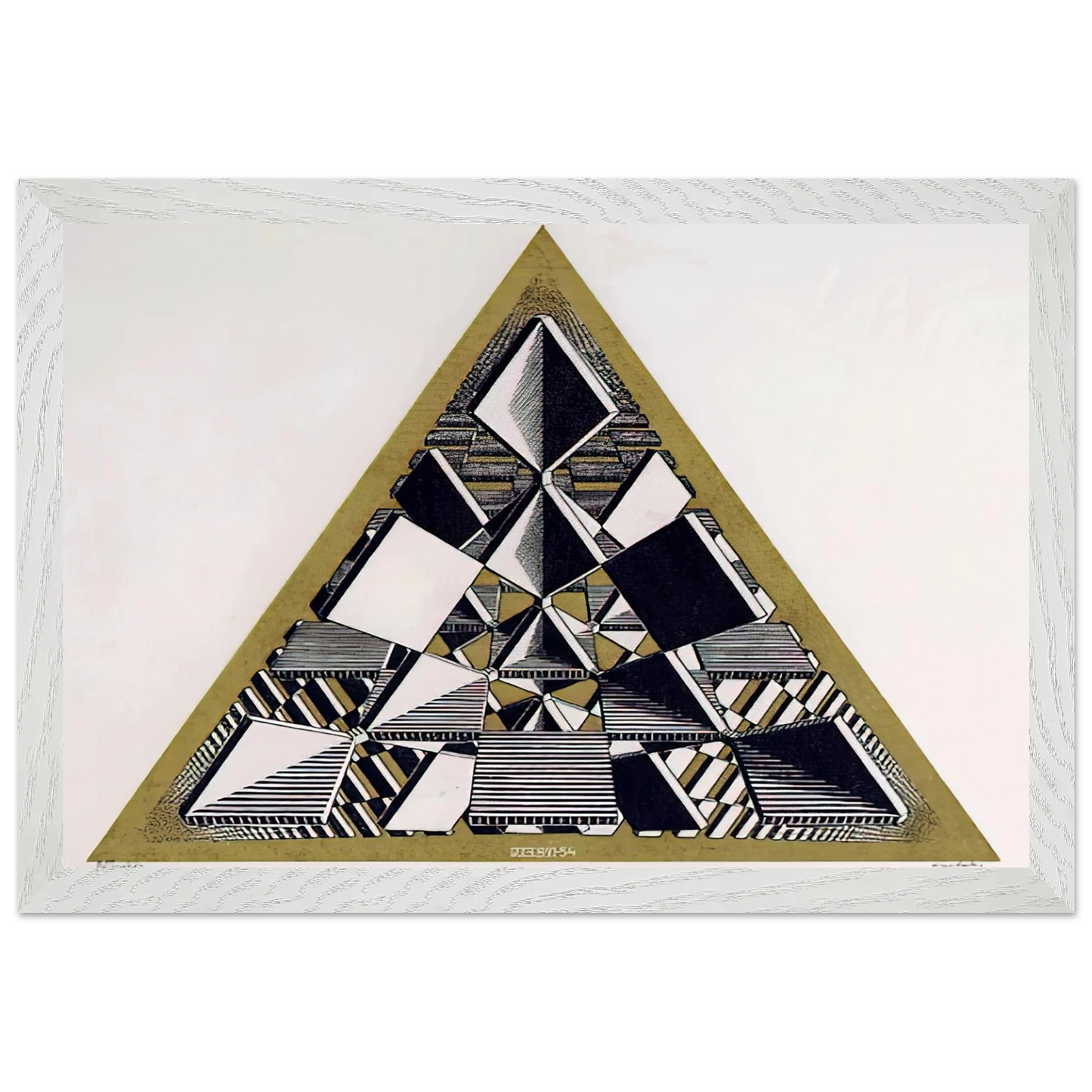 MC Escher - THREE INTERSECTING PLANES COLOUR Wall Art - 30x40 cm / 12x16 inches - Premium Wooden Framed Poster With Fine Art Paper-canvas - Black frame
