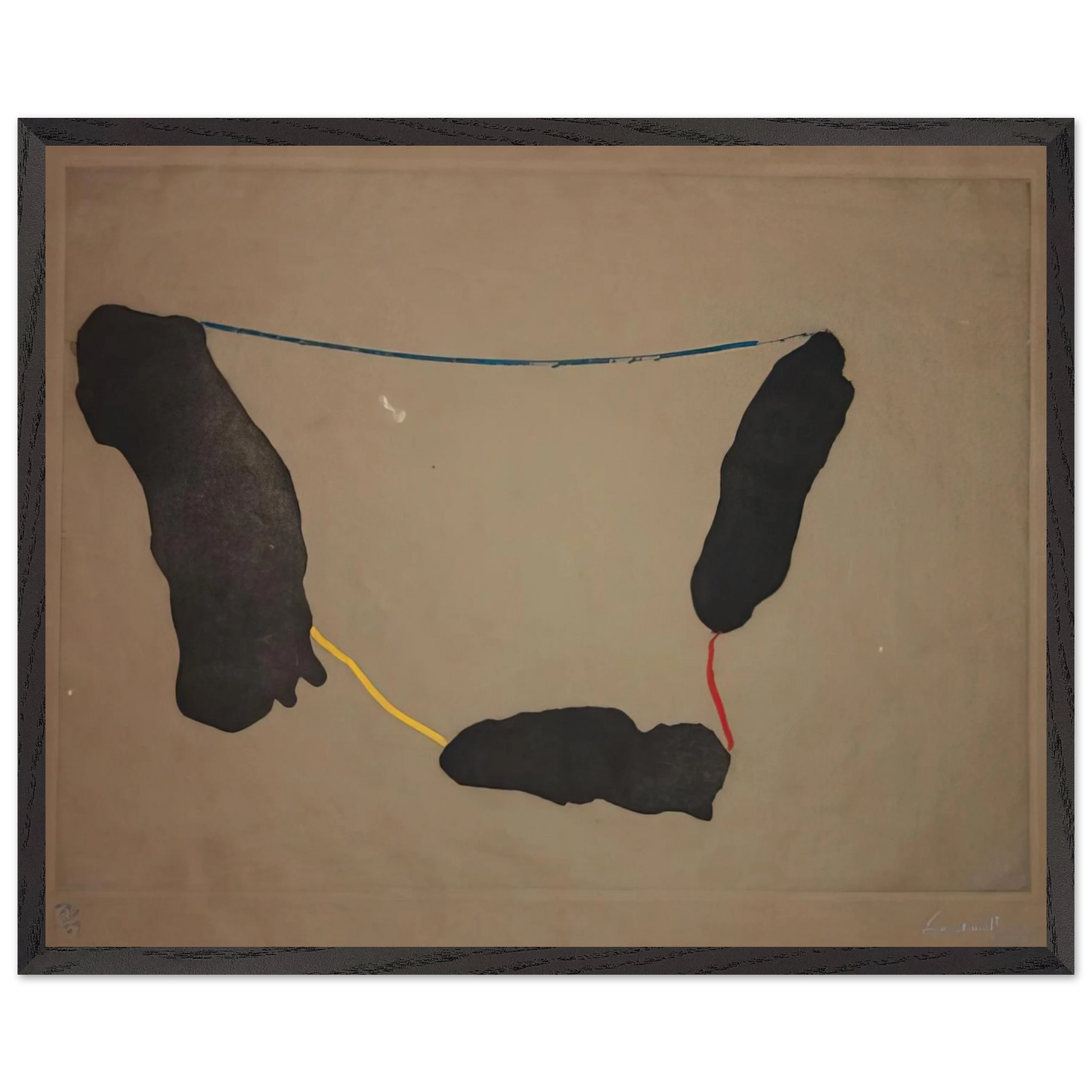 Helen Frankenthaler - Connected By Joy - 1973 Wall art - 28x43  cm / XL (11x17 inches) - Premium Wooden Framed Poster With Fine Art Paper-canvas - Black frame