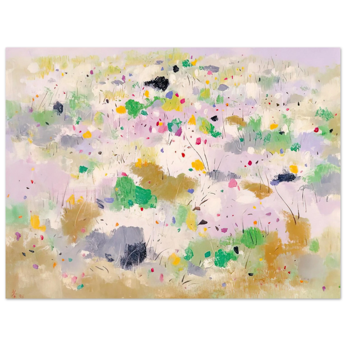 Wu Guanzhong - The Blooming Mountain - Abstract Expressionism, Ink and wash painting  75x100 cm / 30x40inches Fine Art Poster