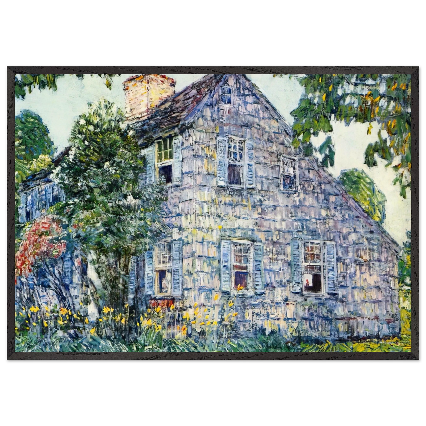 Old House East Hampton - Childe Hassam 70x100 cm / 28x40 inches Framed Art Print – Black Wooden Frame