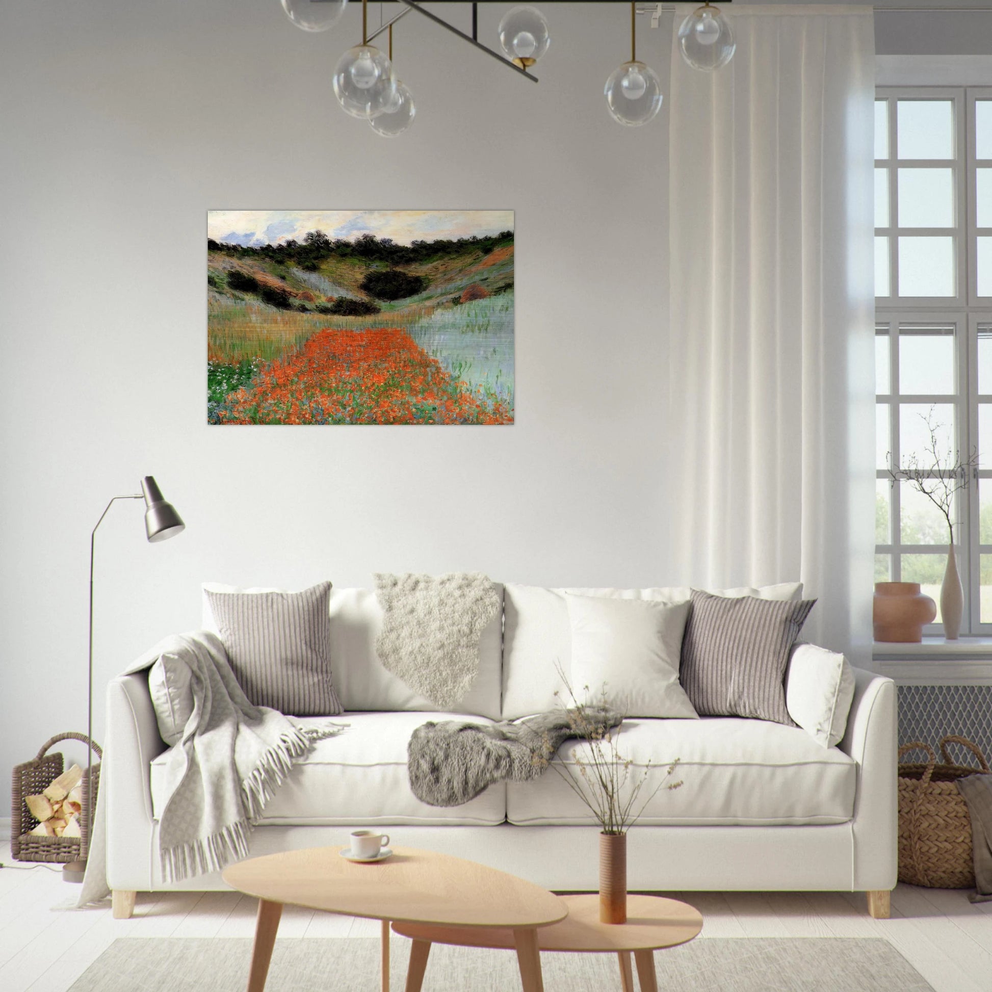 Poppy Field in a Hollow near Giverny - claude monet Brushed Aluminum Print - 70x100 cm / 28x40 inches | claude monet Aluminum Print | claude monet Prints