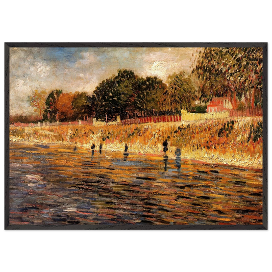 The Banks of the Seine N2 - Vincent van Gogh 70x100 cm / 28x40 inches Framed Art Print – Black Wooden Frame