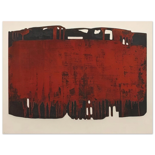 Pierre Soulages - Composition rouille et noire XXV - 1974  75x100 cm / 30x40inches Fine Art Poster