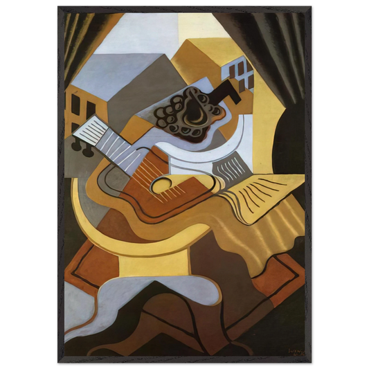 PEDISTAL TABLE IN FRONT OF THE WINDOW 1921 - Juan Gris 70x100 cm / 28x40 inches Framed Art Print – Black Wooden Frame