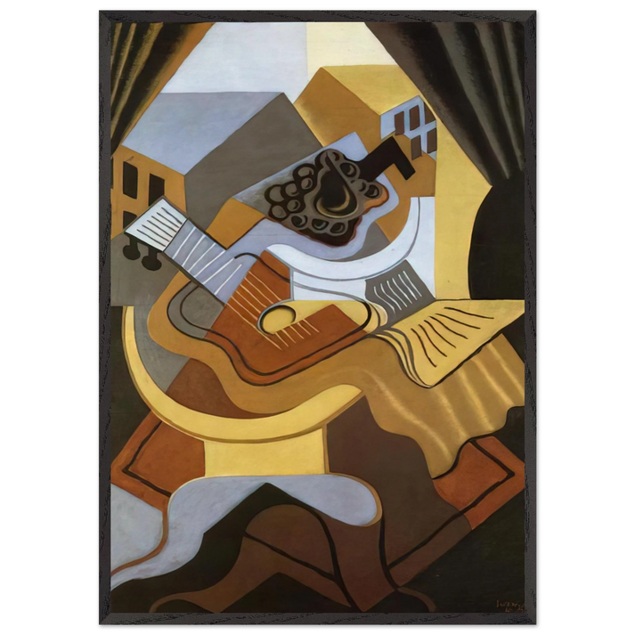 PEDISTAL TABLE IN FRONT OF THE WINDOW 1921 - Juan Gris 70x100 cm / 28x40 inches Framed Art Print – Black Wooden Frame