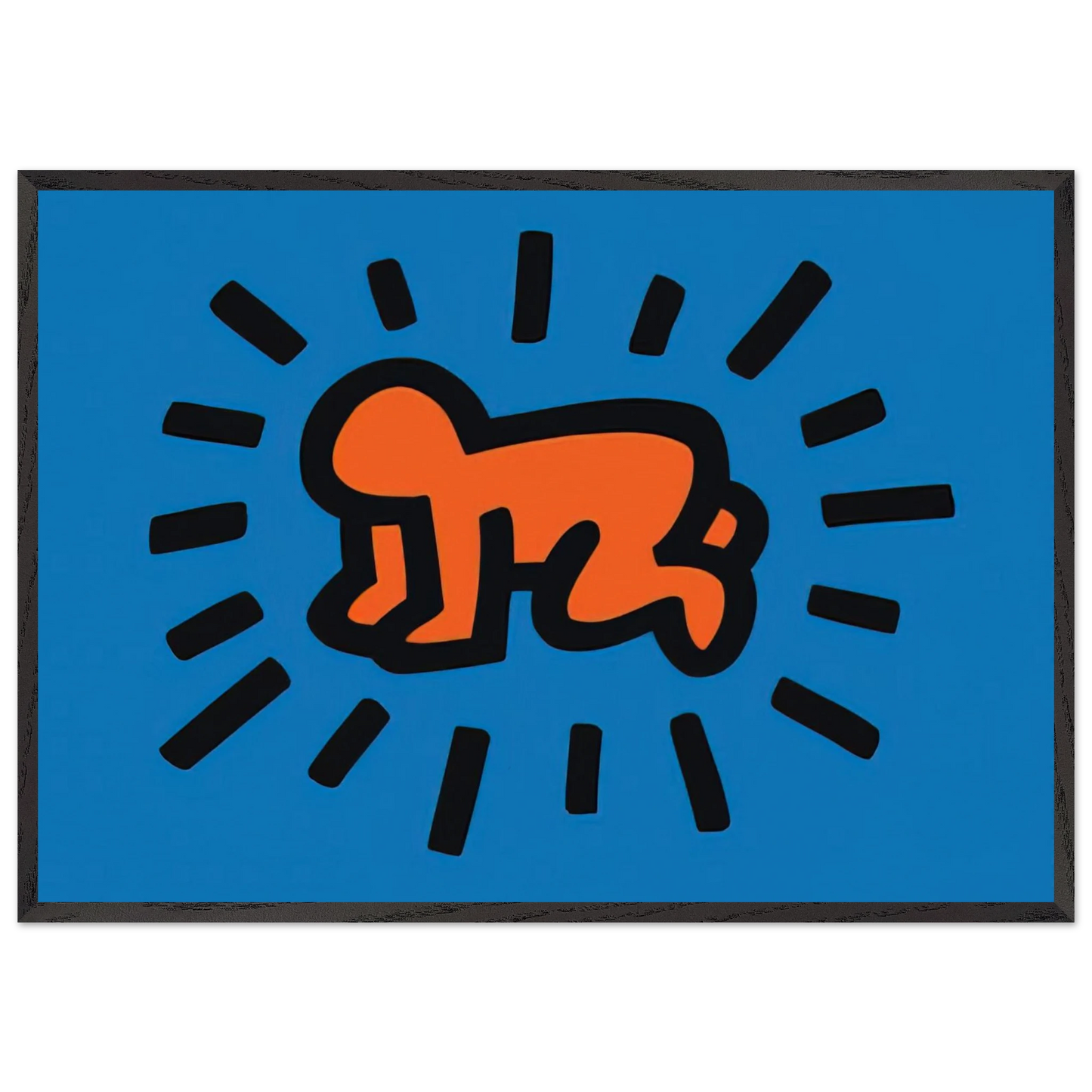 RADIANT BABY FROM ICONS SERIES 1990 N1 - Keith Haring 70x100 cm / 28x40 inches Framed Art Print – Black Wooden Frame | Keith Haring Art For Sale